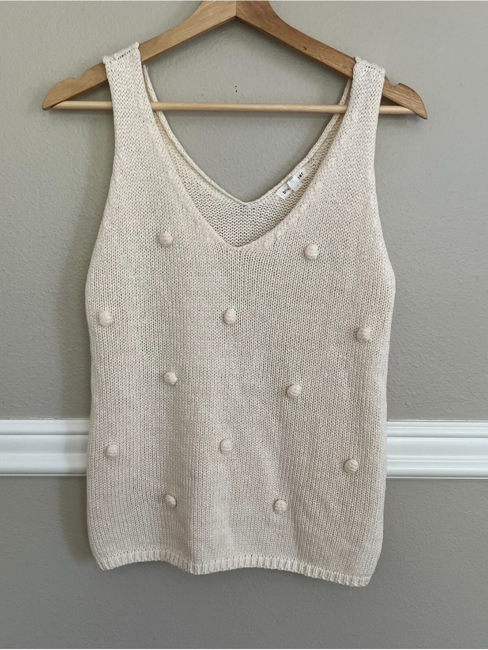 Cream Blu Pepper Pom-Pom Knit Tank Top Women’s Size Medium